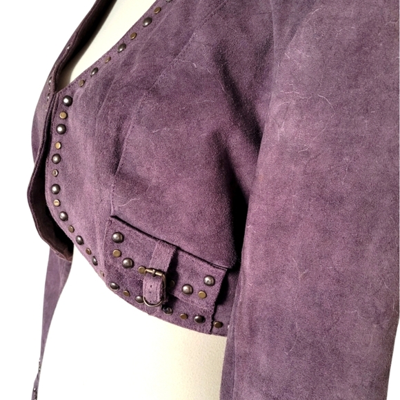 Double D Ranch Vintage Purple Suede Studded Cropped Bolero Corset Jacket - Picture 6 of 10